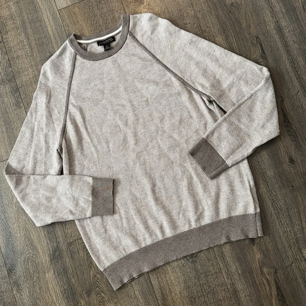 Banana‎ Republic Men's L Regular Fit Bird's Eye Stitch Cotton Cashmere Sweater